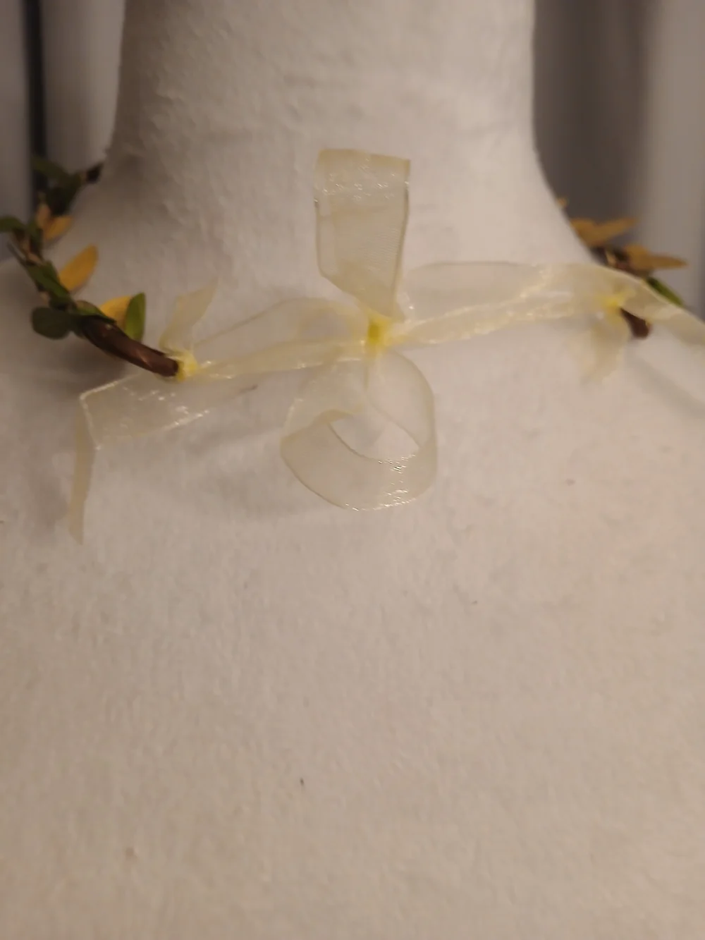 Gold Leaf Crown Necklace with Teardrop Emerald Crystal Festival Fairycore